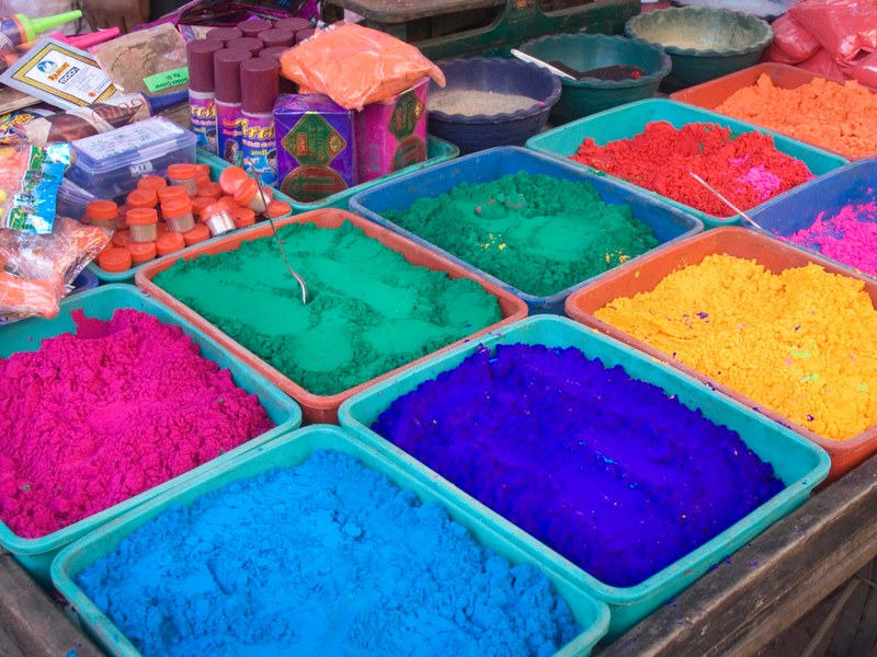 Holi festival colors and streamers