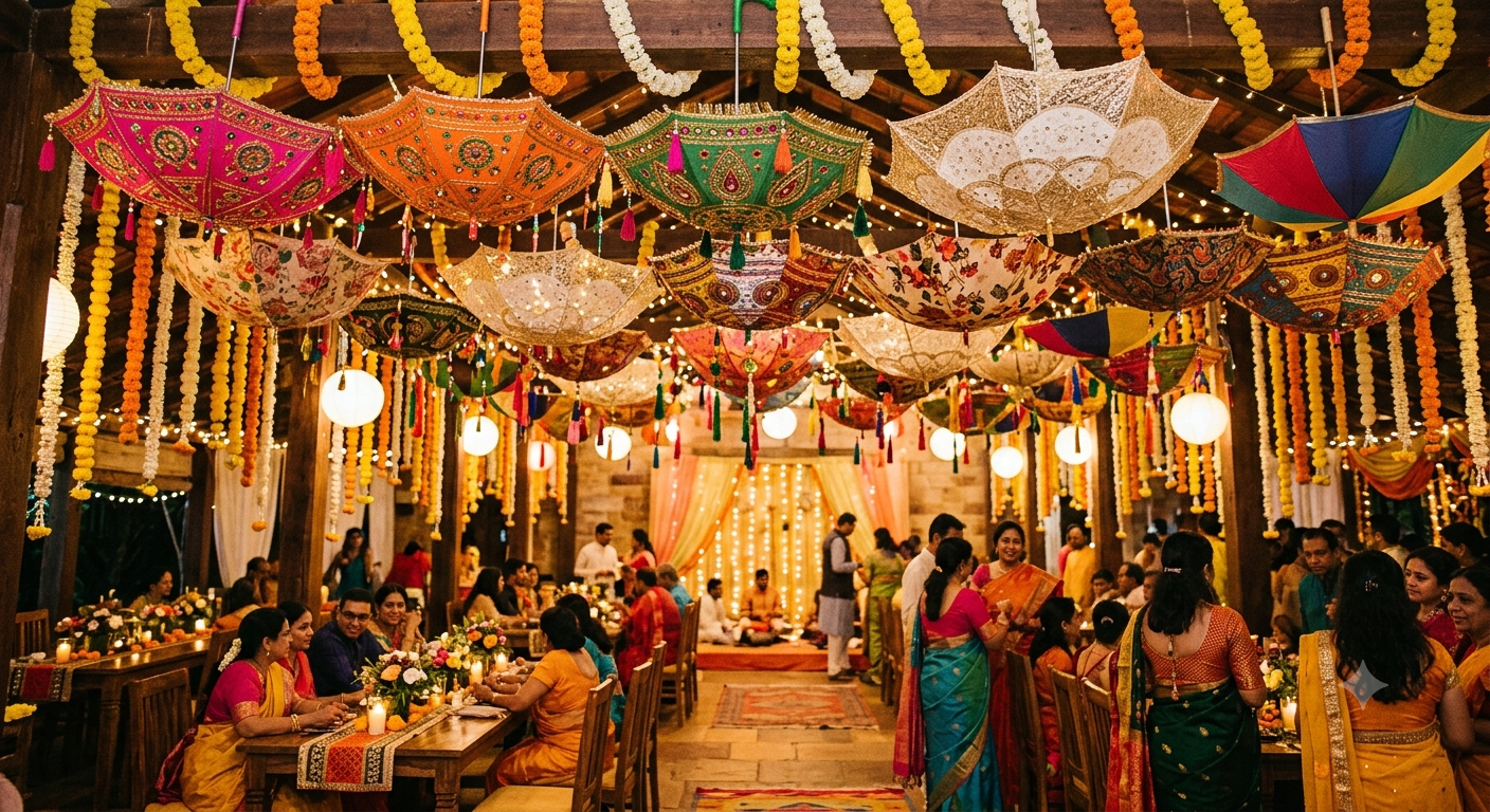 Decorative Umbrellas and Kudai for Navratri Deity Styling at C2 Sons Parrys