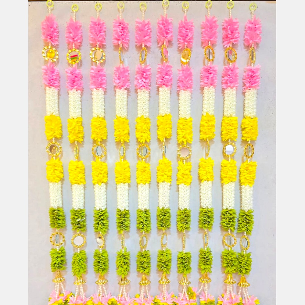 Multi-Strand Floral Mirror Ladi Curtain
