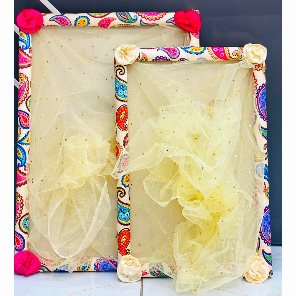 Net Paisley Embroidered Return Gift Trays