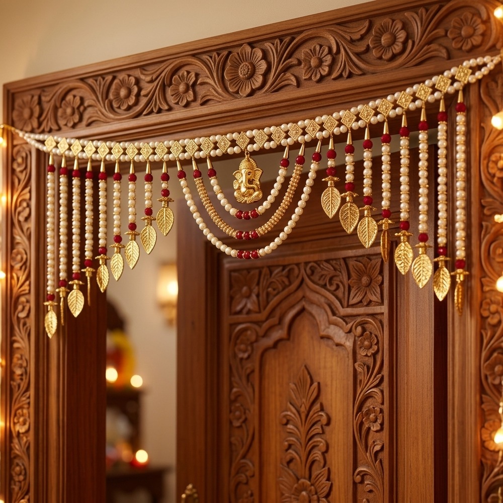 Golden Ganesha & Pearl Entrance Toran