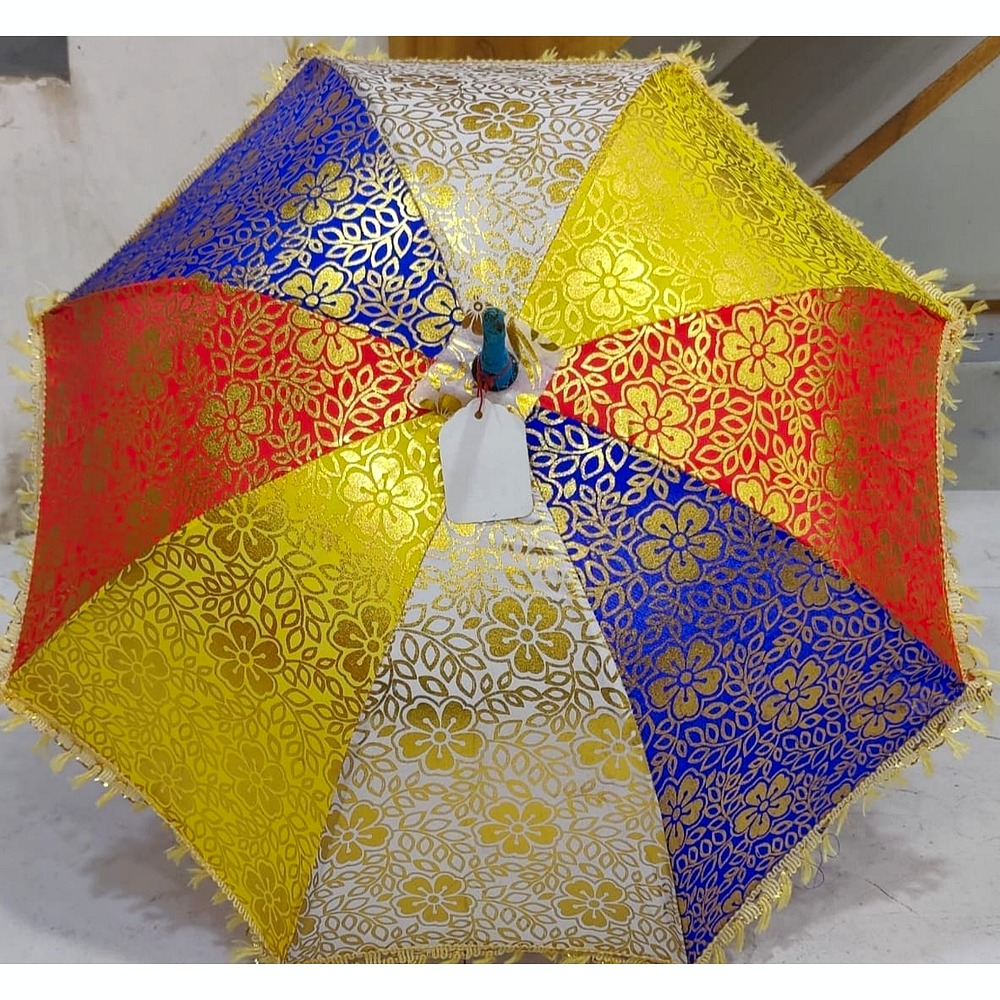 Gold Brocade Floral Fancy Umbrella