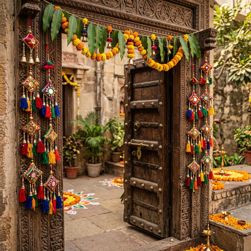 Navratri decorative lights and latkans